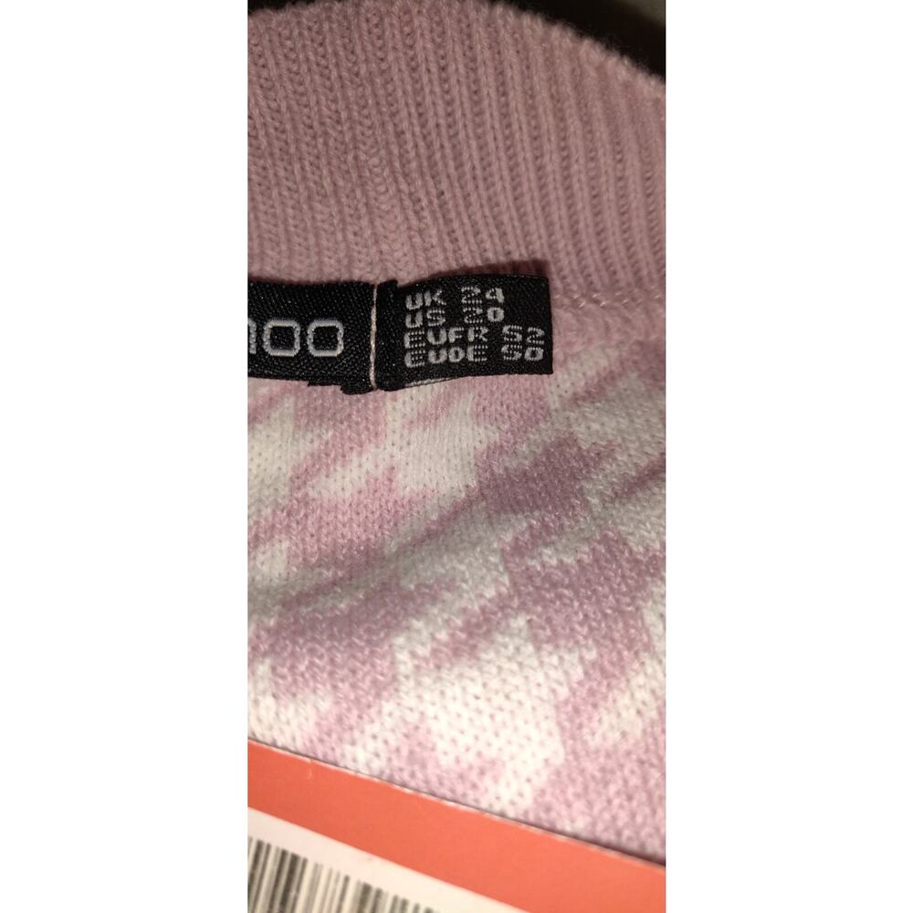 Pink & White Houndstooth Cardigan Sweater BOOHOO Geometric Plus Size 20 NWT - Picture 11 of 13